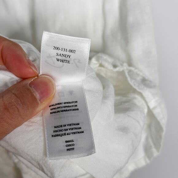 Rails Small S White Sandy Dress Tiered Ruffle Square Neck Linen Blend Mini Flowy - Picture 9 of 12